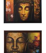 Set of 2 Meditating Buddha Satin Matt Texture UV Art Painting