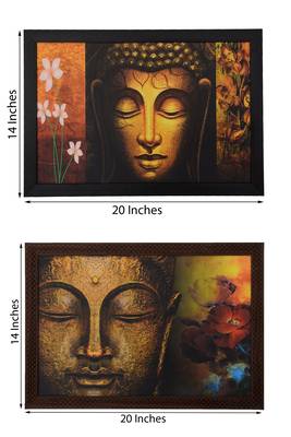 Set of 2 Meditating Buddha Satin Matt Texture UV Art Painting 2