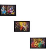 Set of 3 Village Scene Satin Matt Texture UV Art Painting