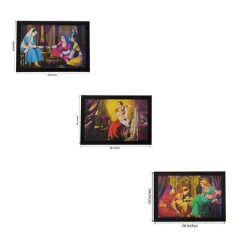 Set of 3 Village Scene Satin Matt Texture UV Art Painting 2