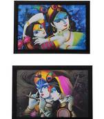 Set of 2 Radha Krishna Satin Matt Texture UV Art Painting