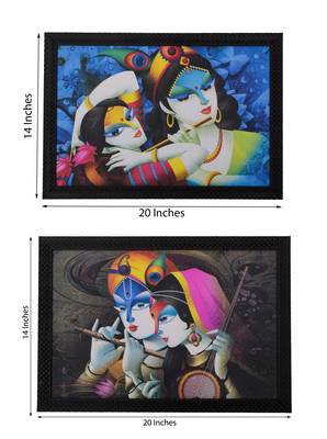 Set of 2 Radha Krishna Satin Matt Texture UV Art Painting 2