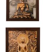 Set of 2 Meditating Buddha Satin Matt Texture UV Art Painting