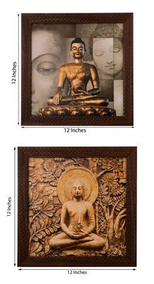 Set of 2 Meditating Buddha Satin Matt Texture UV Art Painting 2