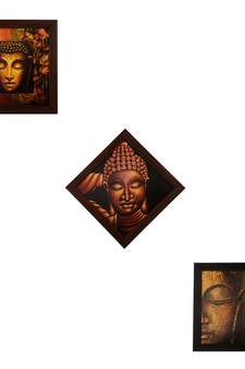 Set of 3 Meditating Buddha Satin Matt Texture UV Art Painting