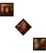 Set of 3 Meditating Buddha Satin Matt Texture UV Art Painting