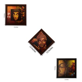 Set of 3 Meditating Buddha Satin Matt Texture UV Art Painting 2
