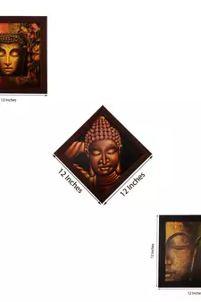 Set of 3 Meditating Buddha Satin Matt Texture UV Art Painting