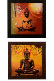Set of 2 Meditating Buddha Satin Matt Texture UV Art Painting