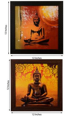 Set of 2 Meditating Buddha Satin Matt Texture UV Art Painting 2