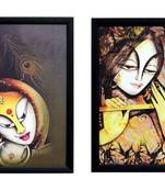 Set of 2 Radha Krishna Satin Matt Texture UV Art Painting