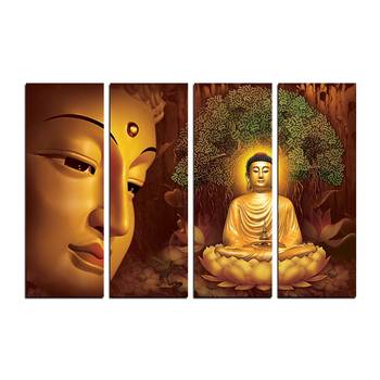 4 Panel Meditating Buddha Premium Canvas Painting 1