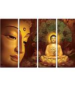 4 Panel Meditating Buddha Premium Canvas Painting
