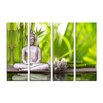 4 Panel Meditating Buddha Premium Canvas Painting 1