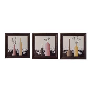 Set of 3 Floral Pot Satin Matt Texture UV Art Painting 1