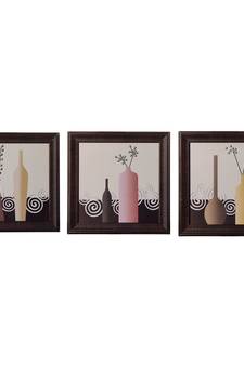 Set of 3 Floral Pot Satin Matt Texture UV Art Painting