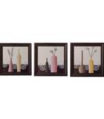 Set of 3 Floral Pot Satin Matt Texture UV Art Painting