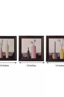 Set of 3 Floral Pot Satin Matt Texture UV Art Painting