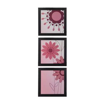 Set of 3 Floral Satin Matt Texture UV Art Painting 1
