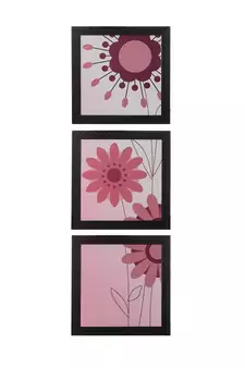 Set of 3 Floral Satin Matt Texture UV Art Painting