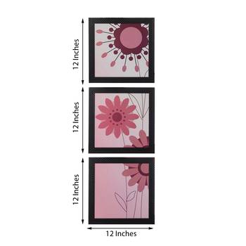 Set of 3 Floral Satin Matt Texture UV Art Painting 3