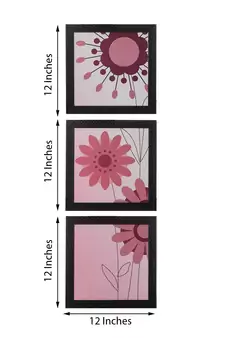 Set of 3 Floral Satin Matt Texture UV Art Painting