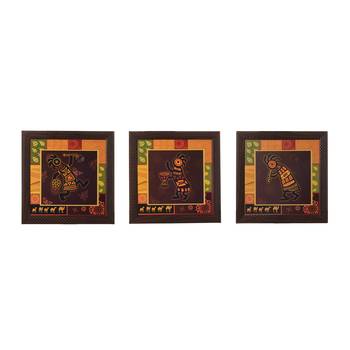 Set of 3 Tribal Lady Satin Matt Texture UV Art Painting 1
