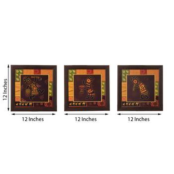 Set of 3 Tribal Lady Satin Matt Texture UV Art Painting 3