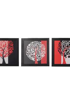 Set of 3 Tree View Satin Matt Texture UV Art Painting