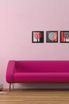 Set of 3 Tree View Satin Matt Texture UV Art Painting