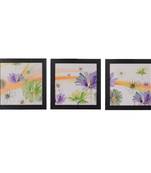 Set of 3 Colorful Flowers Satin Matt Texture UV Art Painting