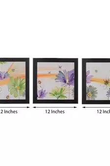 Set of 3 Colorful Flowers Satin Matt Texture UV Art Painting