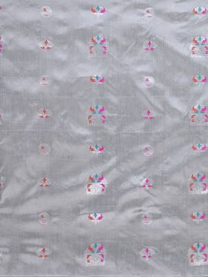 grey woven art silk saree with blouse 4