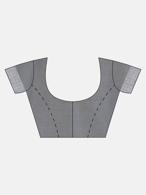grey woven art silk saree with blouse 5