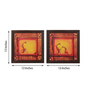 Set of 2 Abstract Tribals Satin Matt Texture UV Art Painting 3