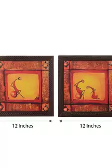 Set of 2 Abstract Tribals Satin Matt Texture UV Art Painting