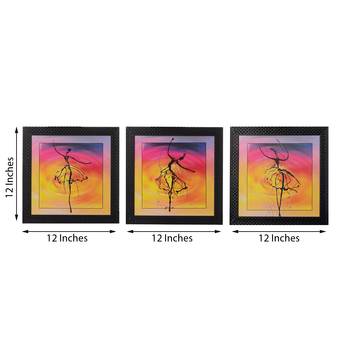Set of 3 Dancing Girl Pose Satin Matt Texture UV Art Painting 3