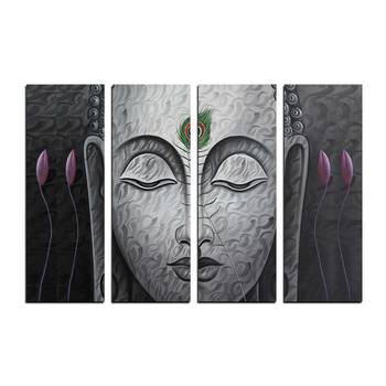 4 Panel Meditating Buddha Premium Canvas Painting 1
