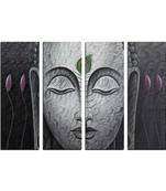 4 Panel Meditating Buddha Premium Canvas Painting