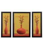 Set of 3 Floral Pots Satin Matt Texture UV Art Painting