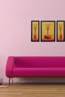 Set of 3 Floral Pots Satin Matt Texture UV Art Painting