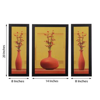 Set of 3 Floral Pots Satin Matt Texture UV Art Painting 3