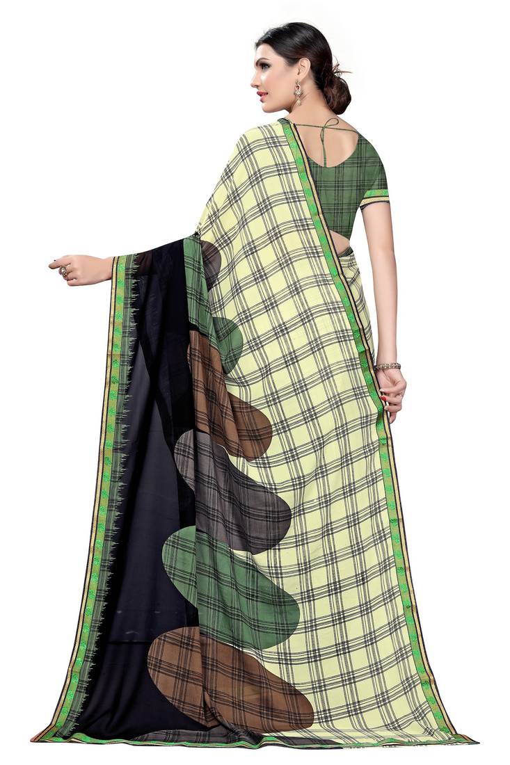 Multicolor Printed Georgette Saree With Blouse