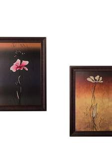 Set of 2 Floral Satin Matt Texture UV Art Painting