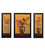 Set of 3 Floral Pots Satin Matt Texture UV Art Painting