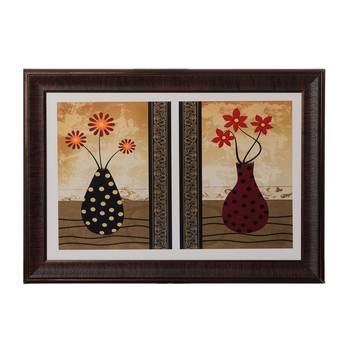 Set of 2 Floral Pots Satin Matt Texture UV Art Painting 1
