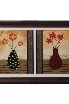 Set of 2 Floral Pots Satin Matt Texture UV Art Painting