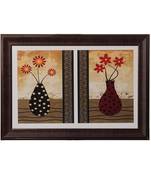Set of 2 Floral Pots Satin Matt Texture UV Art Painting