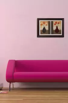 Set of 2 Floral Pots Satin Matt Texture UV Art Painting