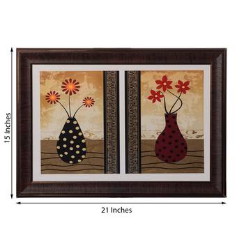 Set of 2 Floral Pots Satin Matt Texture UV Art Painting 3